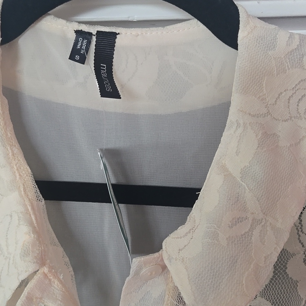 NWT Maurice's Cream Lace Sleeveless Peter Pan Collar Top Size Small - Picture 2 of 10